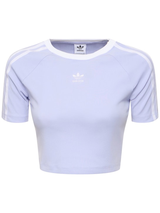 adidas Originals: T-Shirt aus Baumwolle mit 3 Streifen - Lavendel - women_0 | Luisa Via Roma