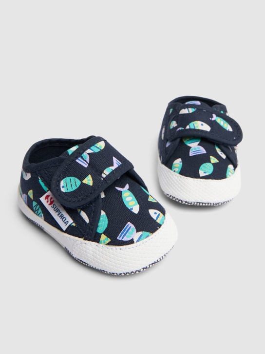Superga: Sneakers de bebé 2750 Bstrap de lona - Azul/Multicolor - kids-boys_1 | Luisa Via Roma
