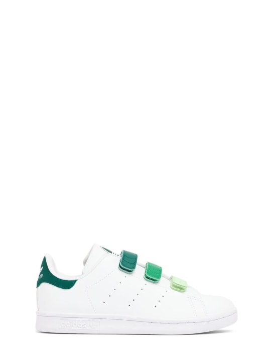 adidas Originals: Sneakers Stan Smith con strap - Bianco/Verde - kids-girls_0 | Luisa Via Roma