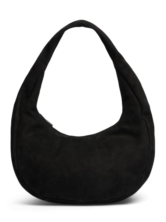 St. Agni: Mini Oval nubuck suede shoulder bag - Black - women_0 | Luisa Via Roma