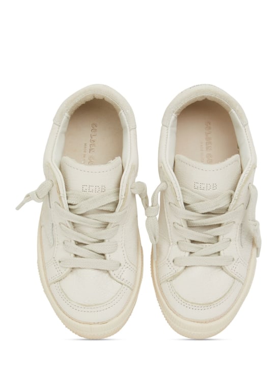Golden Goose: Sneakers May de piel con cordones - Optic  White - kids-girls_1 | Luisa Via Roma