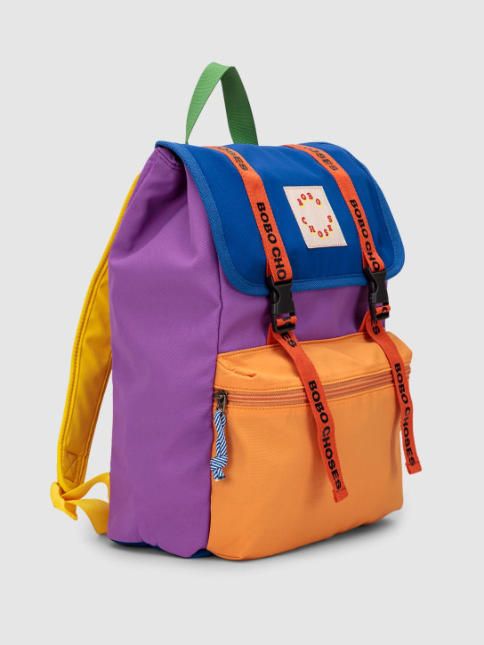 Bobo Choses: Cotton blend color block backpack - Multicolor - kids-girls_1 | Luisa Via Roma