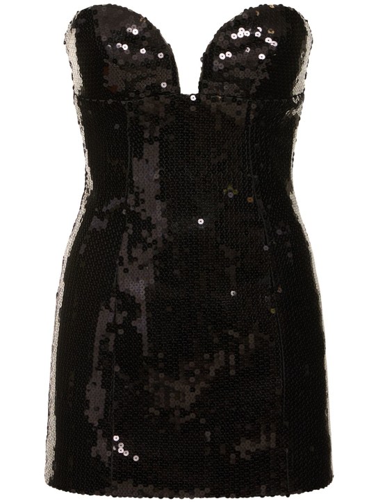 Mônot: Sequined sweetheart mini dress - 블랙 - women_0 | Luisa Via Roma