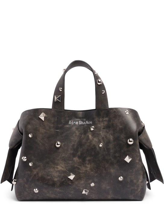 Acne Studios: Musubi studs vintage leather tote bag - Dark Brown - women_0 | Luisa Via Roma