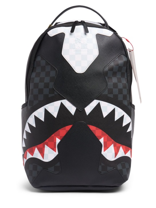 SPRAYGROUND: Shark print canvas backpack - Black - kids-boys_0 | Luisa Via Roma