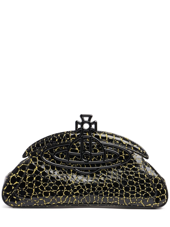 Vivienne Westwood: Amber printed patent leather clutch - Black/Yellow - women_0 | Luisa Via Roma