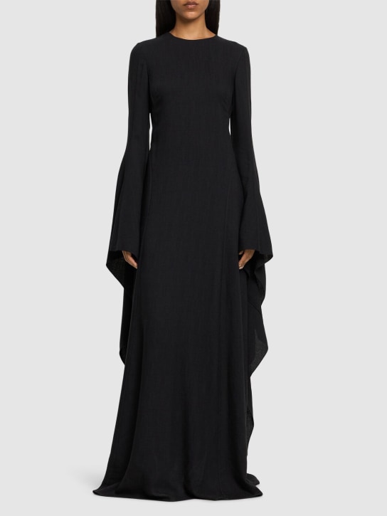 Gabriela Hearst: Sigrud long sleeve wool blend dress - Black - women_1 | Luisa Via Roma