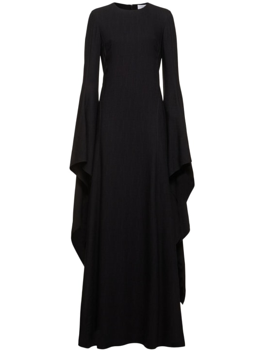 Gabriela Hearst: Sigrud long sleeve wool blend dress - Black - women_0 | Luisa Via Roma