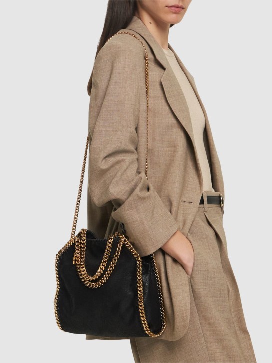 Stella McCartney: Mini 3Chain Falabella faux leather bag - Black - women_1 | Luisa Via Roma