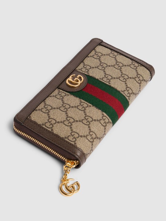 Gucci: Ophidia GG Supreme zip around wallet - Taupe - women_1 | Luisa Via Roma