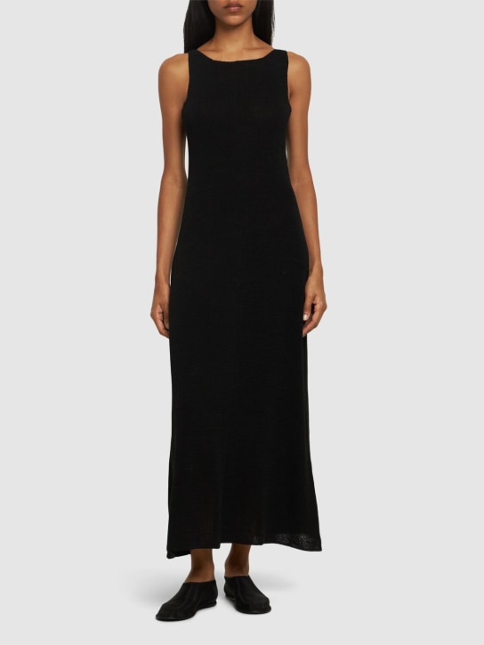 The Row: Fleet linen & silk long dress - Black - women_1 | Luisa Via Roma