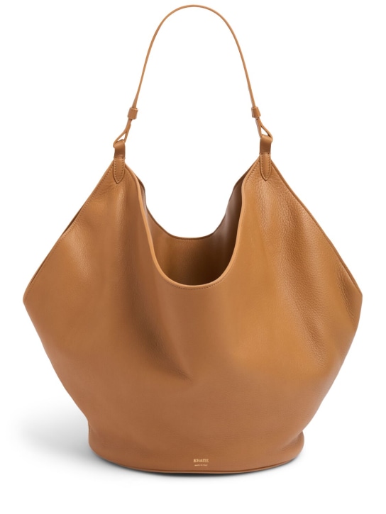 Khaite: Medium Lotus smooth leather tote bag - Nougat - women_0 | Luisa Via Roma