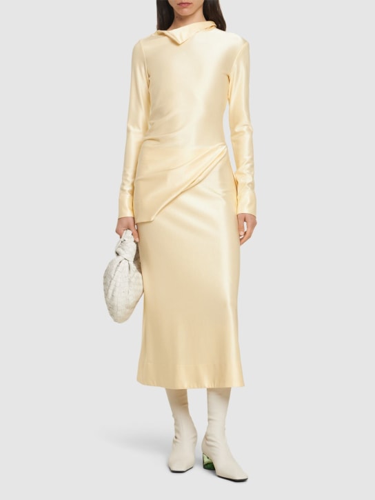 Jil Sander: Compact matte viscose jersey midi skirt - Ivory - women_1 | Luisa Via Roma