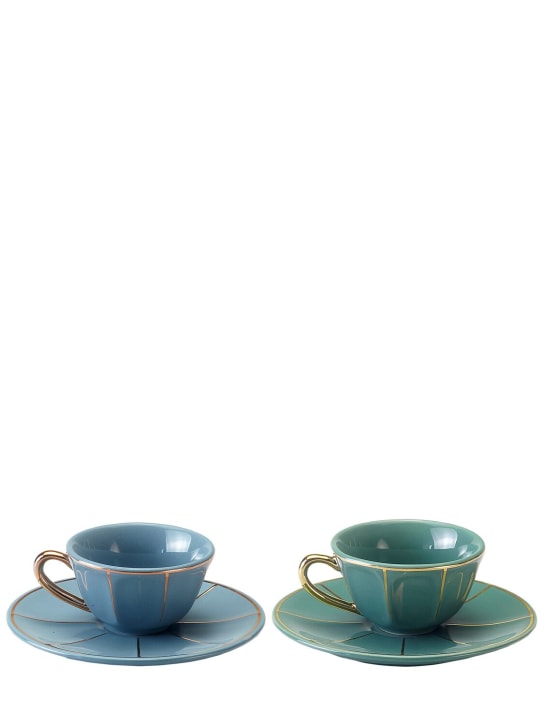 Bitossi Home: Set of 4 coffee cups & saucers - 그린/블루 - ecraft_0 | Luisa Via Roma