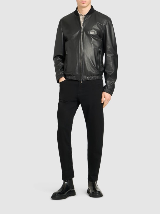 Dolce&Gabbana: Essential leather jacket - Black - men_1 | Luisa Via Roma