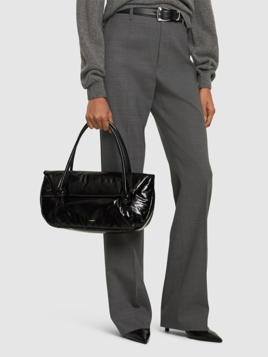 Jil Sander: Medium Knot leather shoulder bag - Black - women_1 | Luisa Via Roma