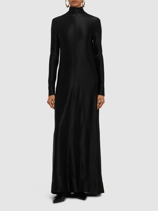 Jil Sander: Compact matte viscose jersey long dress - Black - women_1 | Luisa Via Roma