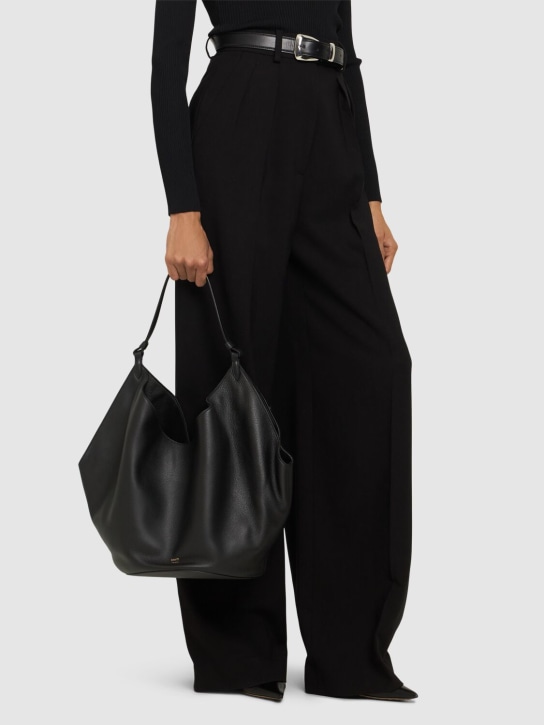 Khaite: Medium Lotus smooth leather shoulder bag - Black - women_1 | Luisa Via Roma
