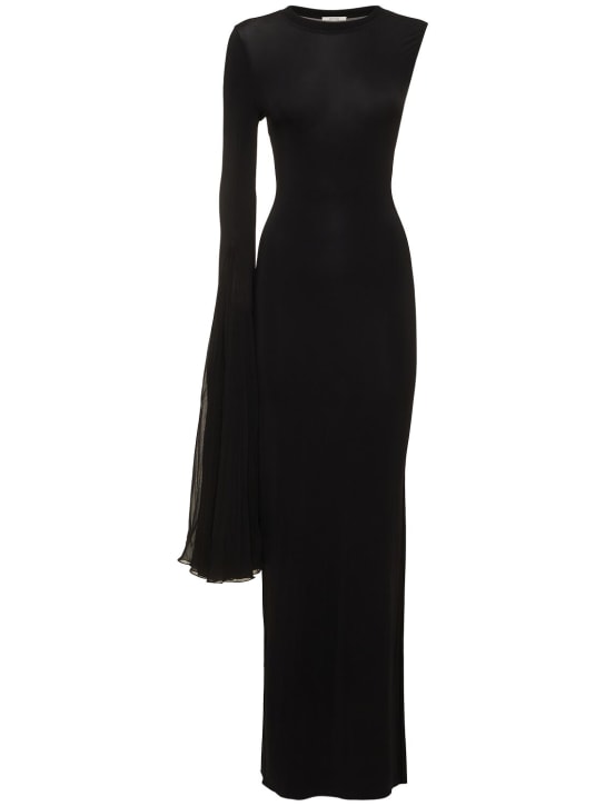Nensi Dojaka: Asymmetrical gown w/oversize sleeve - 블랙 - women_0 | Luisa Via Roma