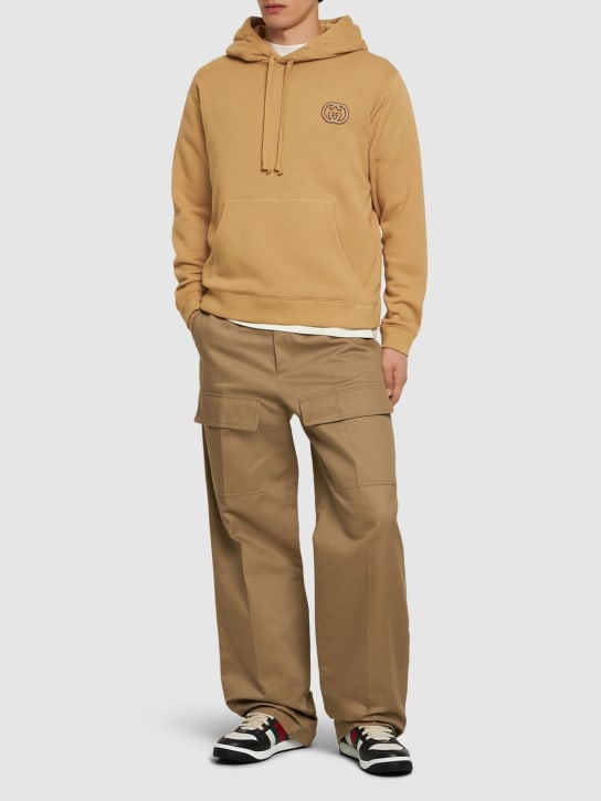 Gucci: Heavy felted cotton jersey hoodie - Camel - men_1 | Luisa Via Roma