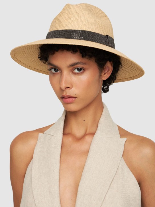 Brunello Cucinelli: Exotic Flower straw hat - Beige - women_1 | Luisa Via Roma