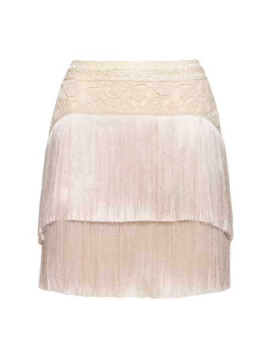 Patbo: Crochet fringed mini skirt - Ivory - women_0 | Luisa Via Roma