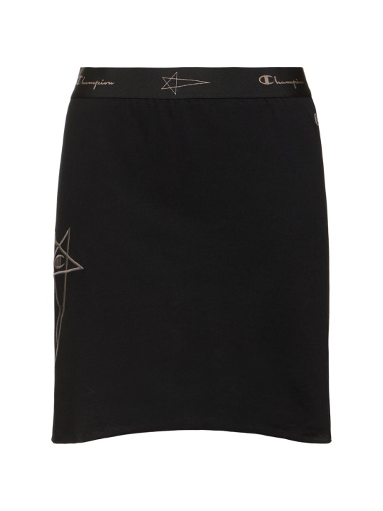 Rick Owens: Champion logo jersey mini skirt - Black - women_0 | Luisa Via Roma