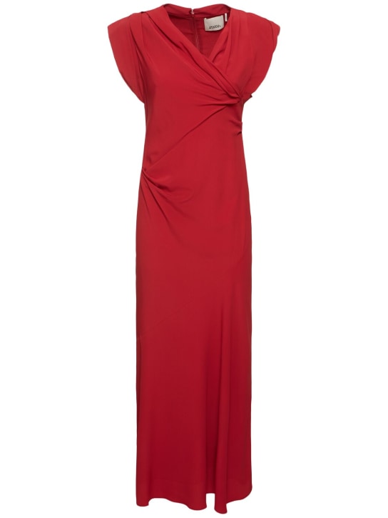 Isabel Marant: Kidena acetate & silk midi dress - Red - women_0 | Luisa Via Roma