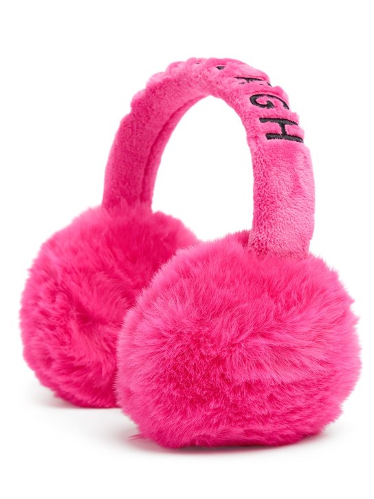 Goldbergh: Fluffy faux fur earmuffs - Fuchsia - women_0 | Luisa Via Roma