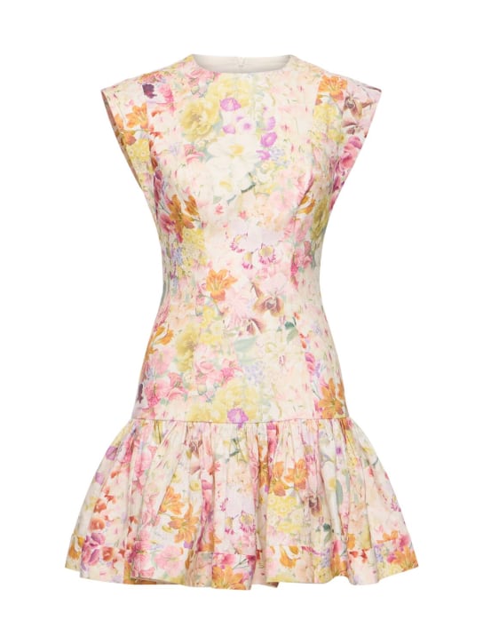 Zimmermann: Harmony ruffled linen mini dress - Multicolor - women_0 | Luisa Via Roma