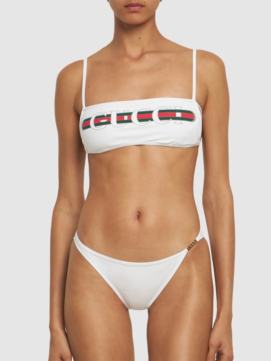 Gucci: Sparkling jersey bikini set - White/Multi - women_1 | Luisa Via Roma