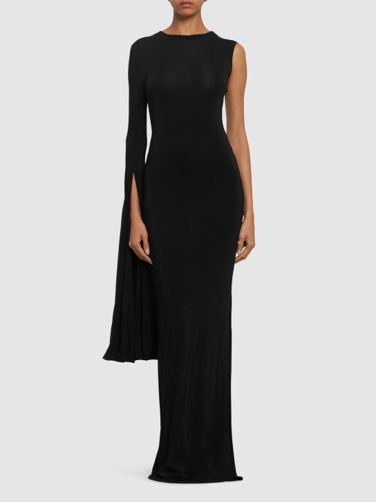 Nensi Dojaka: Asymmetrical gown w/oversize sleeve - 블랙 - women_1 | Luisa Via Roma