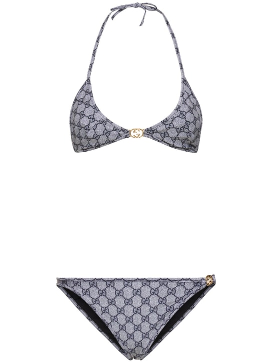 Gucci: Bikini in jersey - Blu/Bianco - women_0 | Luisa Via Roma