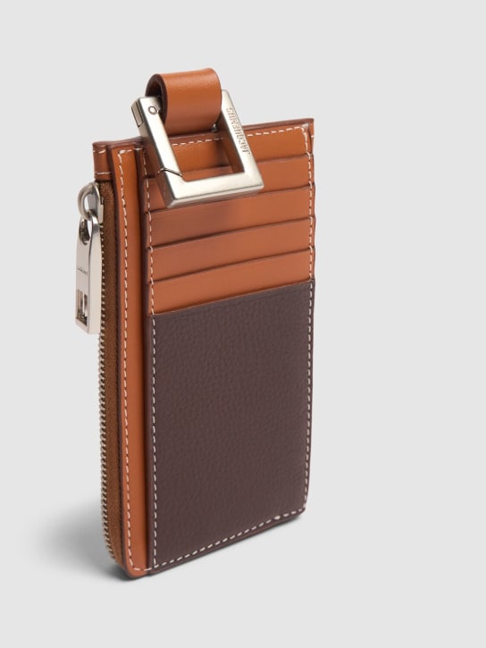 Jacquemus: Le Porte-zippé Cuerda leather wallet - Light Brown - men_1 | Luisa Via Roma