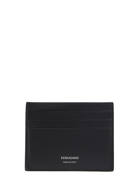 Ferragamo: Classic logo leather card holder - Black - men_0 | Luisa Via Roma