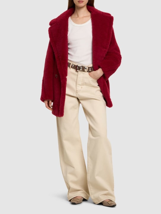 Max Mara: Frais wool blend short coat - Red - women_1 | Luisa Via Roma