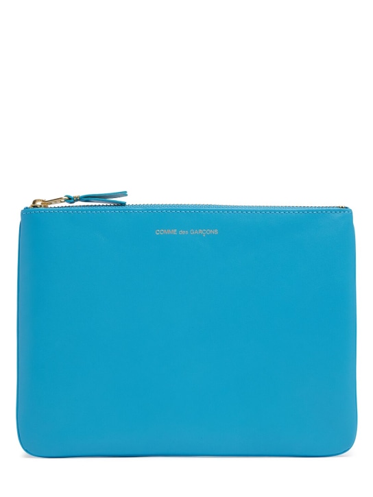 Comme des Garçons Wallet: Classic leather line wallet - Blue - women_0 | Luisa Via Roma