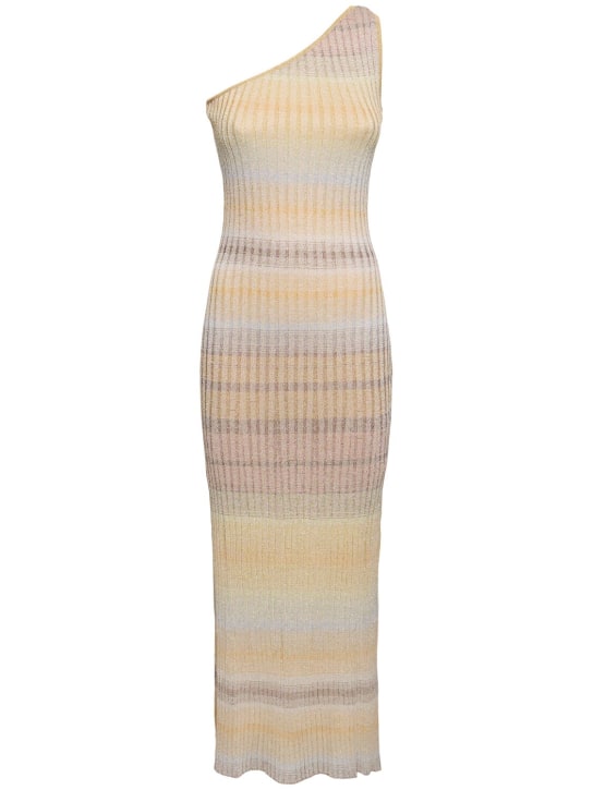Missoni: Rib knit lurex one shoulder long dress - Yellow - women_0 | Luisa Via Roma