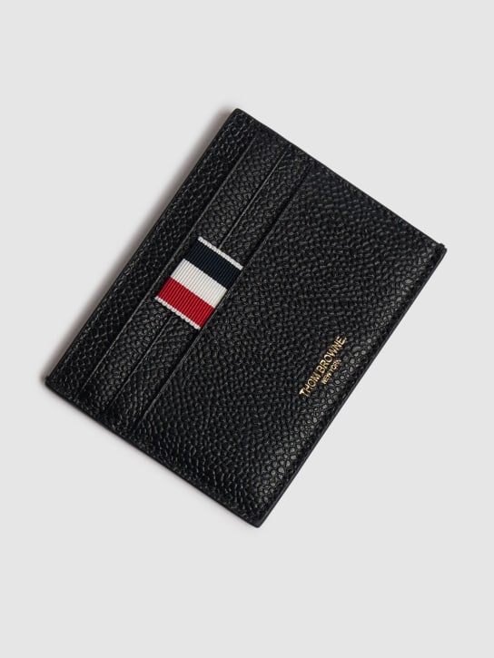 Thom Browne: Pebble leather credit card holder - Black - men_1 | Luisa Via Roma