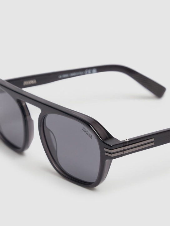 Zegna: Aurora II acetate polarized sunglasses - Black/Grey - men_1 | Luisa Via Roma