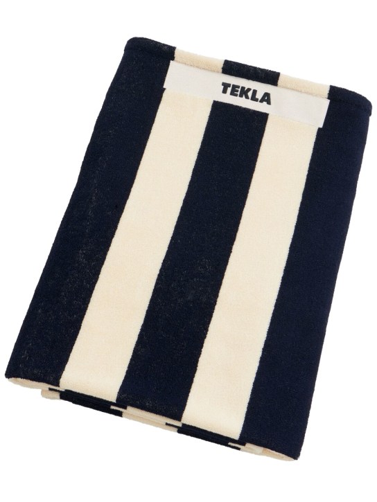 Tekla: Navy striped beach towel - ecraft_0 | Luisa Via Roma