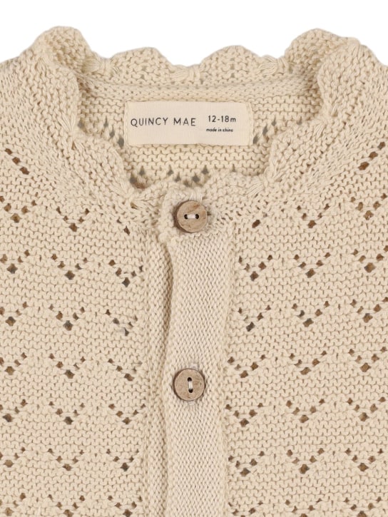 Quincy Mae: Organic cotton knit cardigan - Beige - kids-girls_1 | Luisa Via Roma