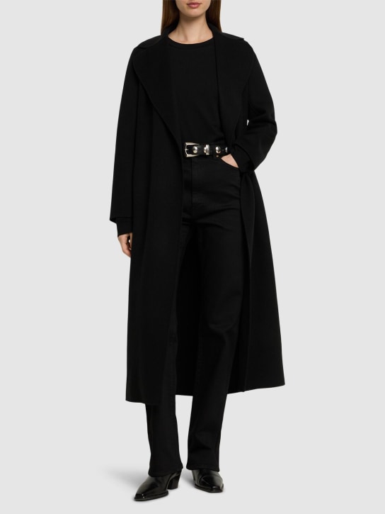 'S Max Mara: Poldo belted wool coat - Black - women_1 | Luisa Via Roma