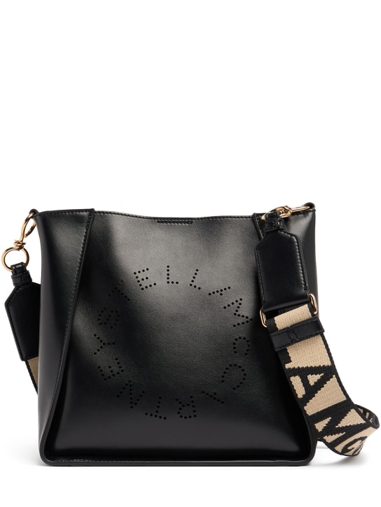 Stella McCartney: Tiny Eco shiny dotted chamois bag - Black - women_0 | Luisa Via Roma