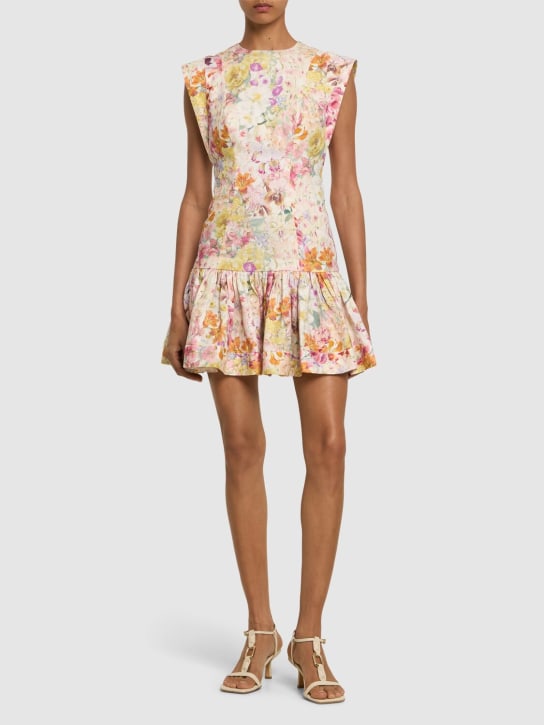 Zimmermann: Harmony ruffled linen mini dress - Multicolor - women_1 | Luisa Via Roma