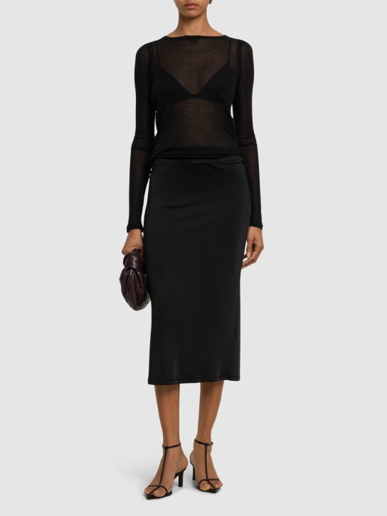 TOVE: Flor viscose jersey midi skirt - Black - women_1 | Luisa Via Roma