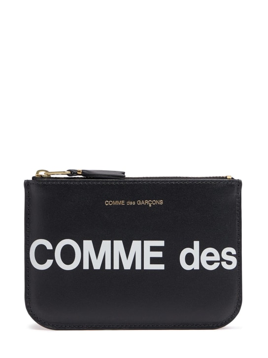 Comme des Garçons Wallet: HUGE 로고 가죽 지갑 - 블랙 - women_0 | Luisa Via Roma