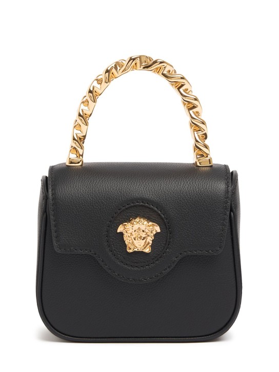 Versace: Medusa grained leather top handle bag - Black - women_0 | Luisa Via Roma