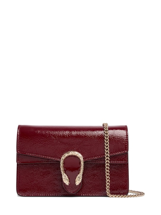 Gucci: Mini Dionysus patent leather bag - Rosso Ancora - women_0 | Luisa Via Roma