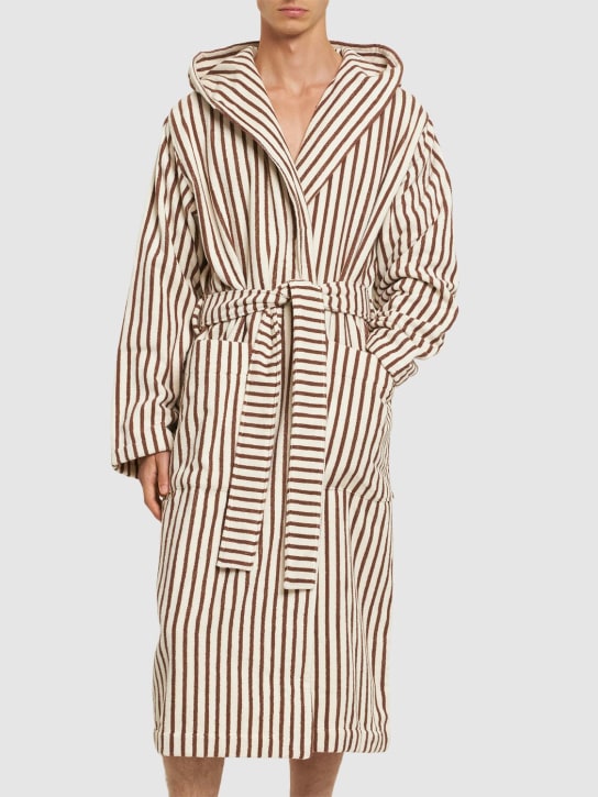 Tekla: Kodiak Stripes bathrobe - Brown - ecraft_1 | Luisa Via Roma